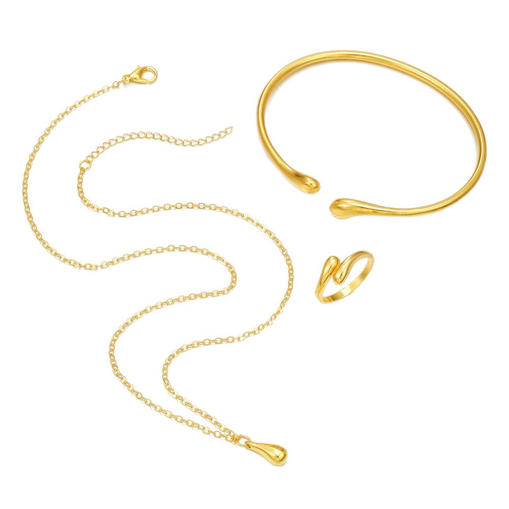 European Water Drop Jewelry Set: Necklace, Earrings, and Bracelet