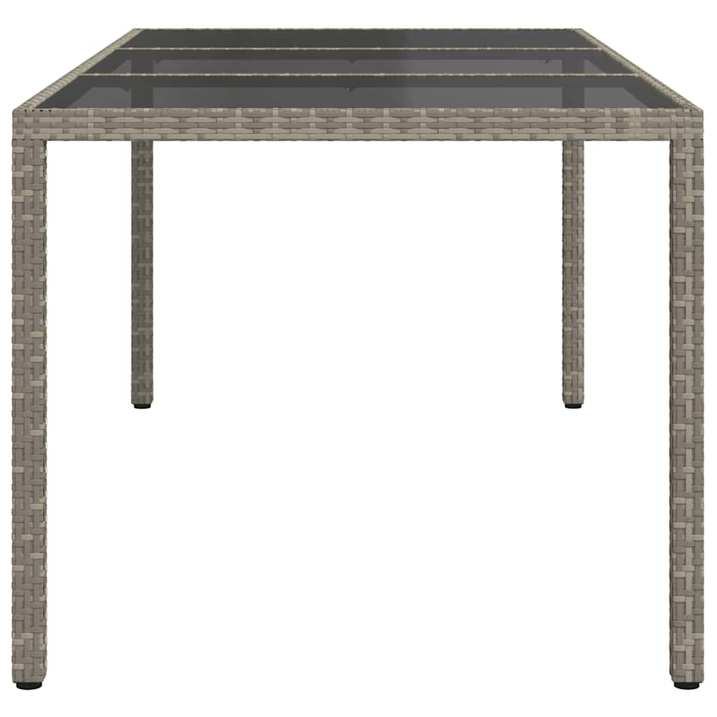 Vidaxl Stół Ogrodowy, Szary, 190X90X75 Cm, Szkło I Rattan Pe