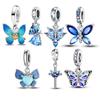 Genuine Copper Charm Gradient Ice Blue Butterfly Shape Charm For Original Fashion Bracelet Charm Women'S Beaded Piece Jewelry