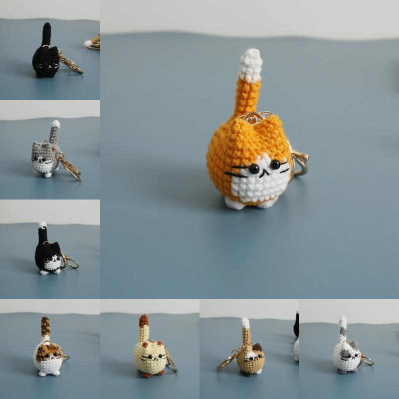 2026 Häkelkatzen-Serie Schlüsselanhänger Niedlicher handgefertigter fetter Katzenanhänger Gestrickter Tier-Schlüsselanhänger Rucksack-Dekoration Zubehör Geschenke
