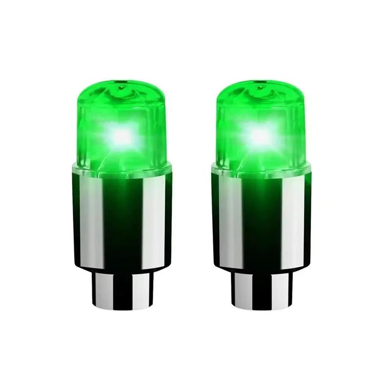 

New 2PCS Colorful LED Wheel Valve Lights Motorcycles Bicycles Car Wheel Tire Valve Caps Universal Dustproof Bicycle Valve Cover зелёный