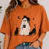 Ghost Black Cat Coffee Halloween Shirt, Spooky Cozy Fall Graphic Tee