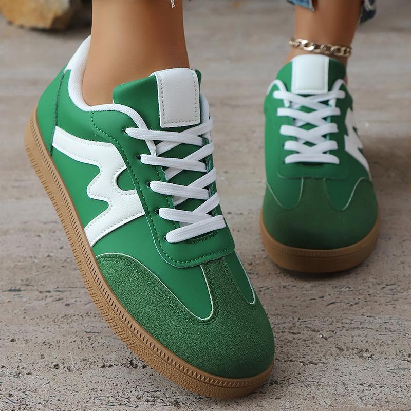 Fashion Lightweight Comfortable Sneakers for Women Fashion Striped Lace Up Sports Shoes Woman Casual Breathable Green Sneakers Plus Size
