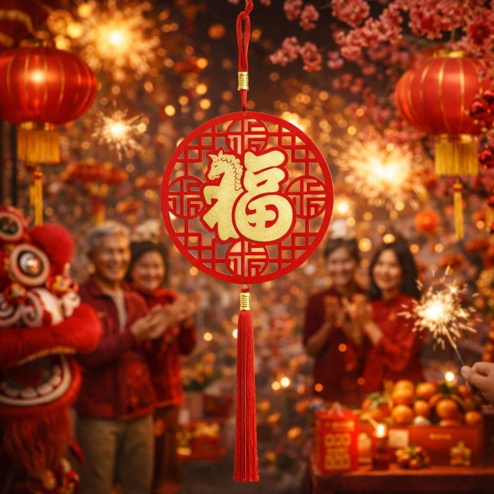 Traditional Lucky Character Pendant Flocking Lucky Charm Door Hanging  Door Wall Decoration