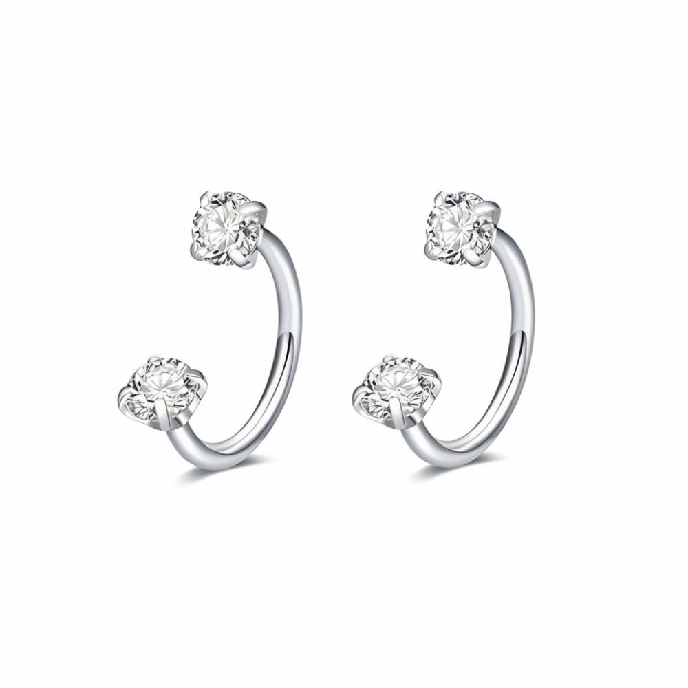 

2 PCS Elegant Cartilage Helix Earrings C Shaped Daith Piercing Jewelry Trendy Nose Ring Gift Style A