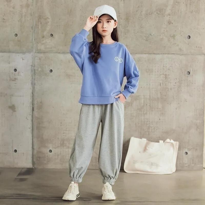 Completo Sportivo Primavera e Autunno per Ragazze Felpa a Maniche Lunghe Girocollo + Pantaloni Tuta Set Due Pezzi