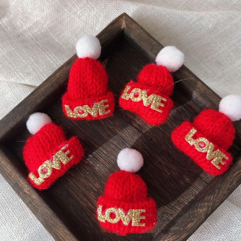 10/20pcs Mini Santa Hat & Scarf 2025 New Christmas Costume for Cat Rabbit Doll Lollipop Bottle DIY Xmas Party Dinner Decoration