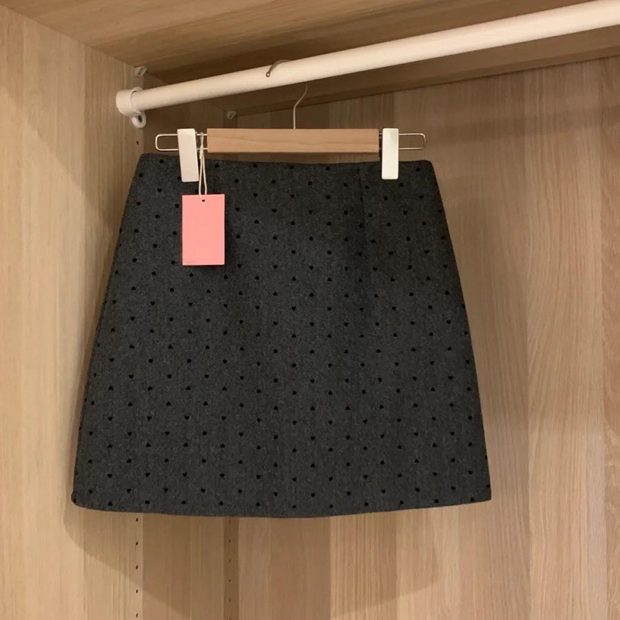 French Retro Grey Polka Dot Wool A-line Skirt - Women’s Autumn/Winter High Waist Hip-hugging Short Skirt