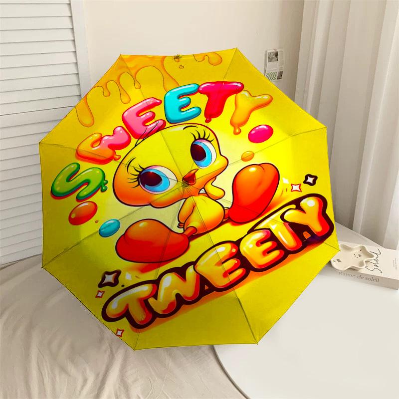 

1PC Warner sweet tweety Automatic Open/Close Umbrella with Windproof, 98-Rib Sturdy Canopy, Durable Ribs1315A