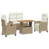 Vidaxl 4-Cz. Gartenmöbel-Set mit Kissen, Beige, Polyrattan