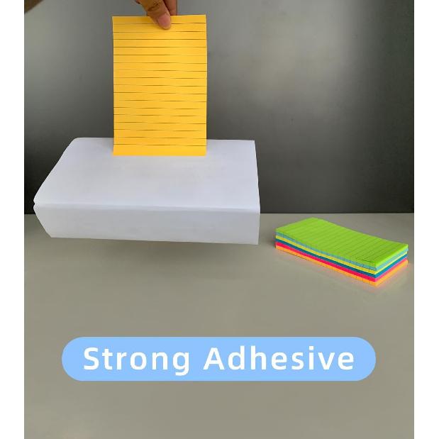 6 Pads Lined Sticky Notes Post,4x6 Inches,Super Stick it ,Bright Color ,45 Sheets/Pads, Self-Adhesive memo for School , Office & Home, Multicolor