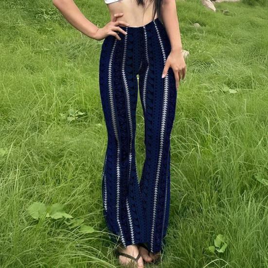 Women Yoga Pants Elastic Mid-rise Casual Printed Flared Trousers Printing Flattering Leg Silhouette Pants Running Walking Long Pants