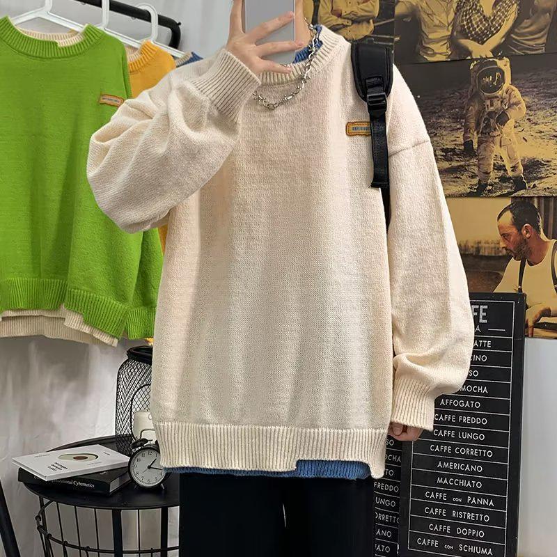 Men's Trendy Loose Knit Sweater - Warm Autumn/Winter Round Neck Pullover Cardigan