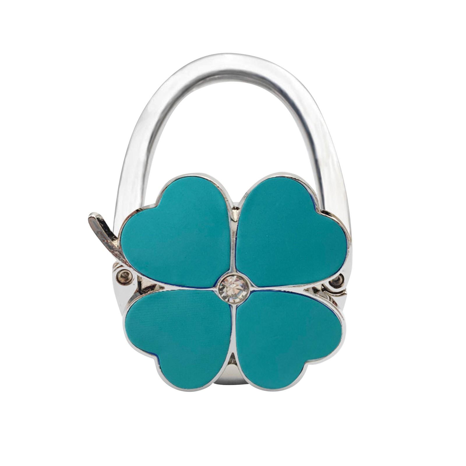 

Четырехлепестковый внешний крючок для сумки, складной портативный крючок, однотонный кожаный крючок для боковой сумки на стол, крючок для сумки One Size циан