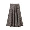 European and American Style, New Women's Clothing, Retro Plaid Temperament, Commuter Style, Horn, Half-body A-shaped Skirt