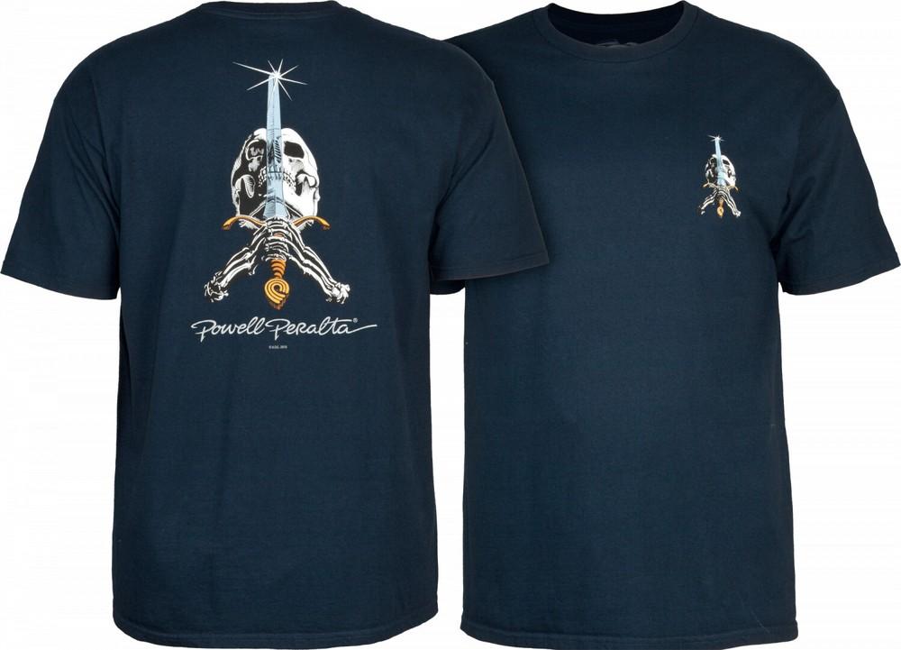 Powell Peralta SKULL AND SWORD Skateboard T Shirt NAVY Unisex T-Shirt