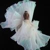 1 Metro 14cm di larghezza organza iridescente gradiente pieghettata pizzo elastico tridimensionale abbigliamento sirena gonna accessori pizzo foglia di loto