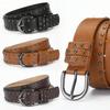 European and American Punk Round Studded Belt for Men and Women, Denim Casual Versatile Beaded Wide Belt
