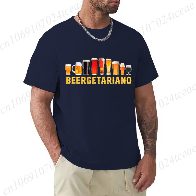 Men's Summer T-Shirts Loose Size Beer Cervezas Regalo Cerveza Humor Alcohol Print Tee Casual Round Neck Short Sleeve T-shirt Top