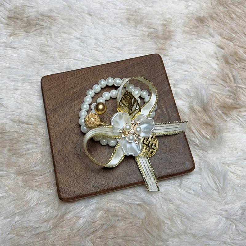 

Браслет невесты с жемчугом и цветком на запястье, изысканные свадебные принадлежности, элегантный браслет невесты, ювелирные изделия, аксессуары, подарки