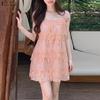 ZANZEA Women Summer Casual Off Shoulder Short Sleeve Lace Mini Dress