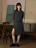 THE GREEN LAB Soft Texture Knit Wrap Skirt Set [Charcoal Gray]
