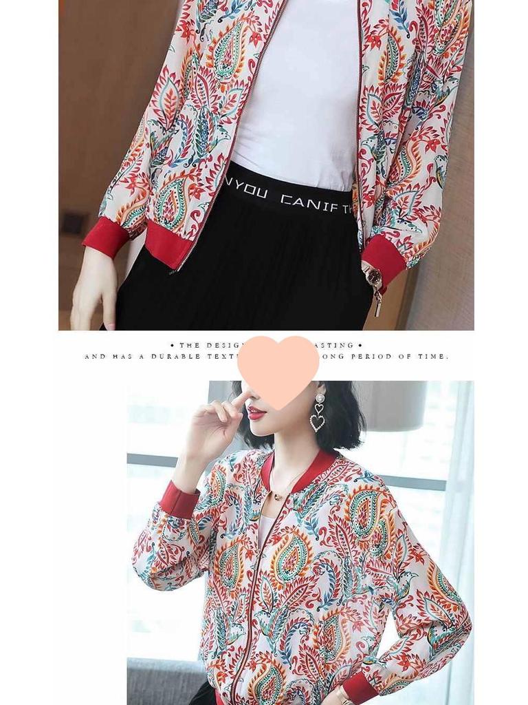 Women's Plus Size Floral Chiffon Cardigan - Long Sleeve, Round Neck, Summer Sunscreen Jacket