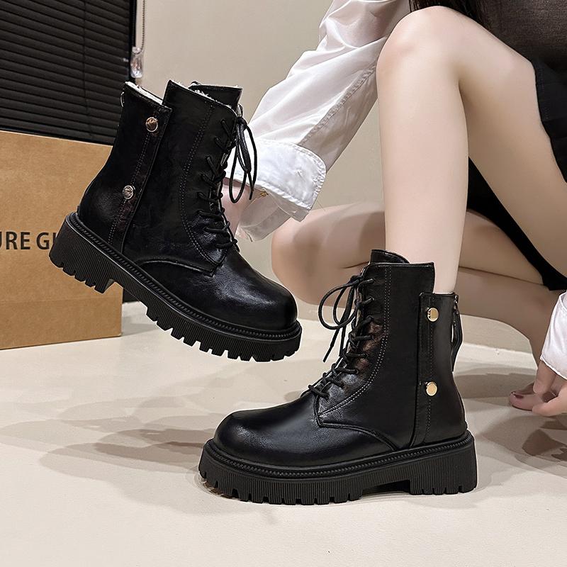 New Women Leather Face Boots Outdoor nonslip walking shoe Fashion comfort soft soled boots casual female shoes Mujer