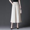 2024 Women's High Waist Drapey Wide-Leg Skirt Pants - Summer Plus Size, Eight-Point Length for Casual, Middle-Aged Style