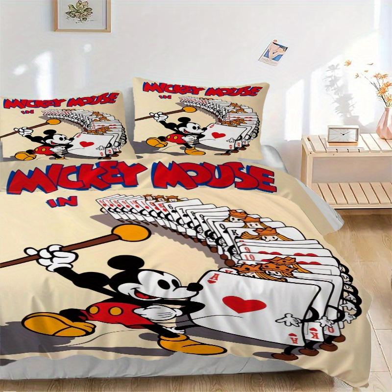 

3pcs Mickey Mouse Playing Cards Design Quilt Cover Set - Soft and Cozy Bedroom, Guest Room and Dorm Decorative Bedding 3-Piece Set 1 Quilt Cover 135x200cm