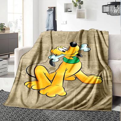 Pluto'S Bone Adventure Flannel Blanket Super Soft Warm Cozy Blanket For Sofa Bed Office Travel Allseason Home Decor Gift