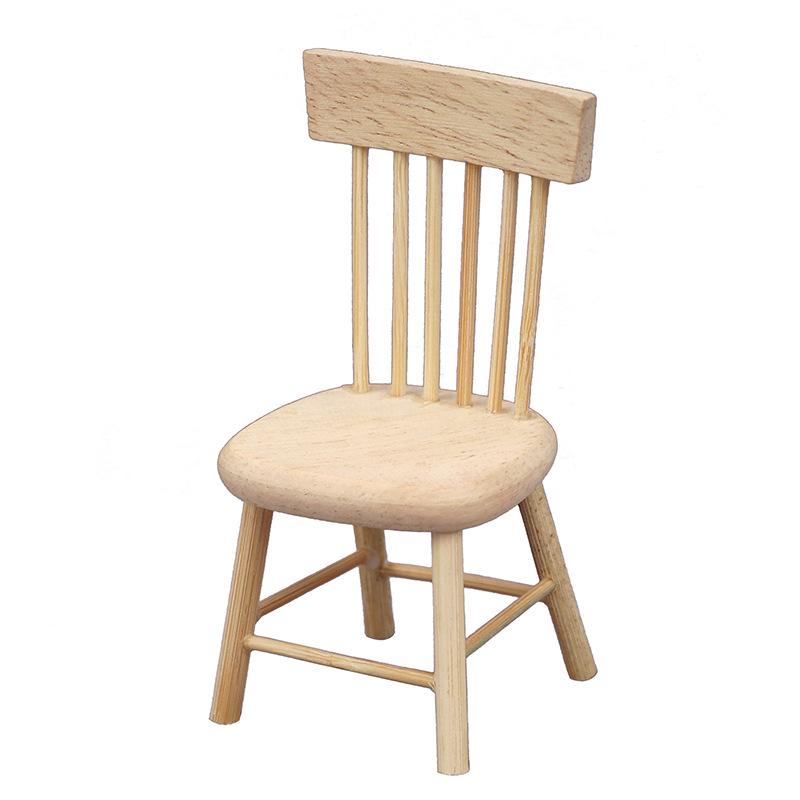 1:12 Miniature Solid Wood Chair for Dollhouse Restaurant or Study Scene