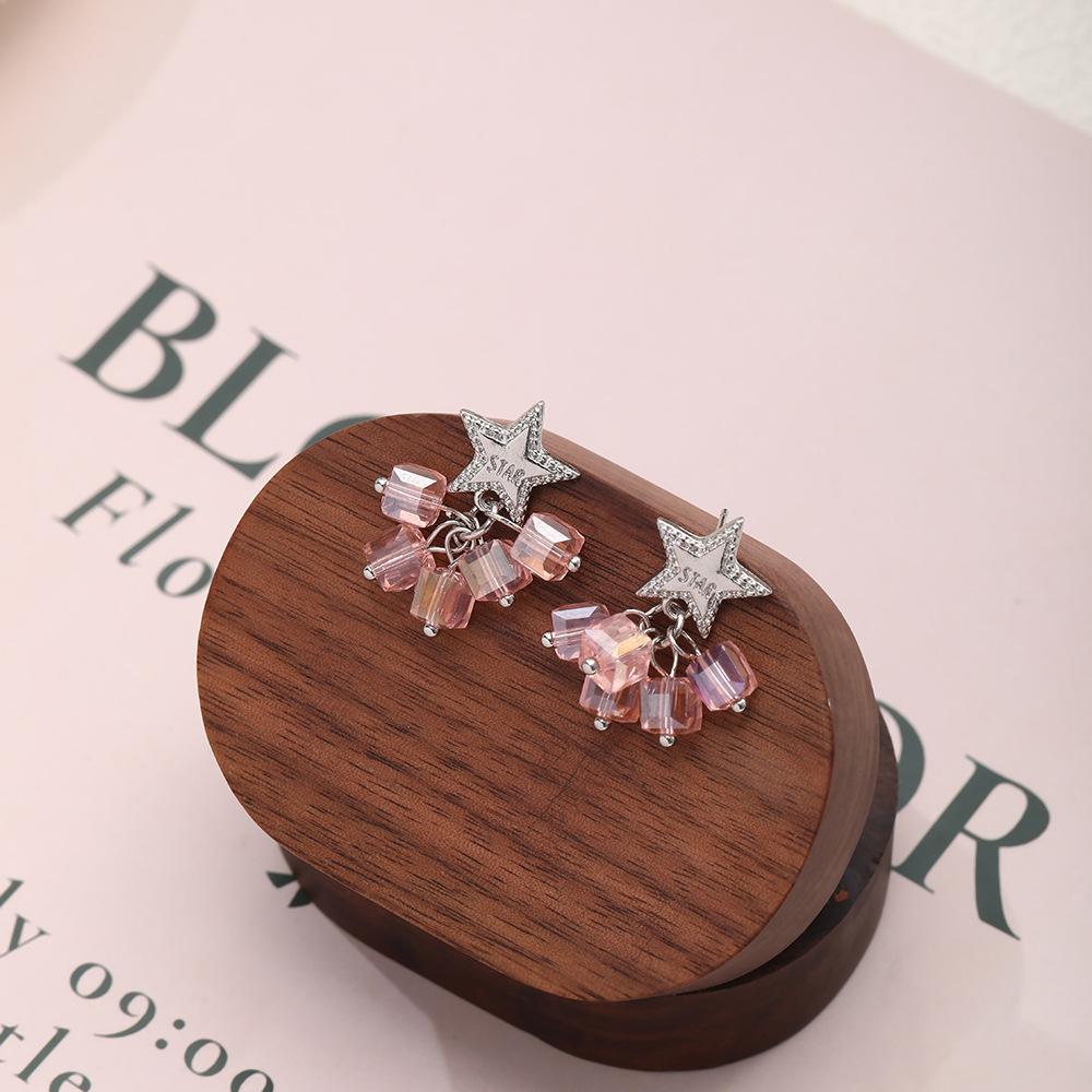 Серьги-гвоздики с кристаллами и бантом Женские Легкая роскошь Нишевый дизайн Цирконий Застежка-гвоздик Серьги