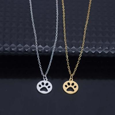 Fashion Stainless Steel Cat Paw Pendant Necklace - Versatile Clavicle Chain Jewelry