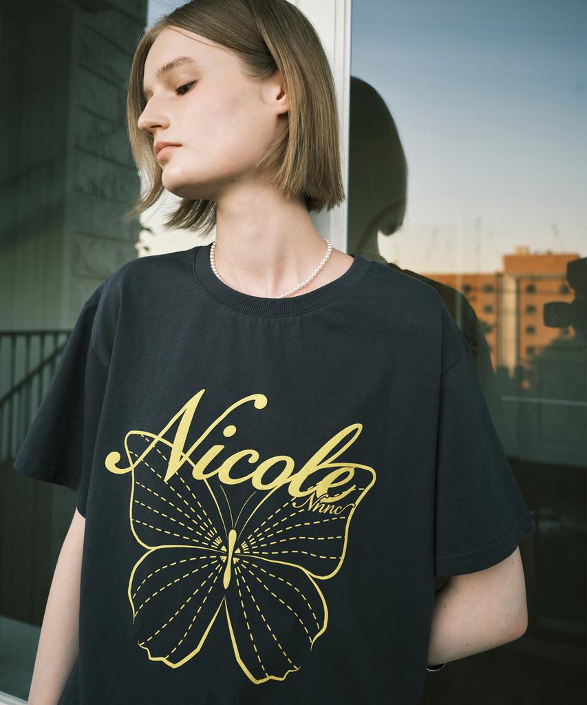 Nigaennikol Nicole Butterfly Sleeve Top_Charcoal Yellow
