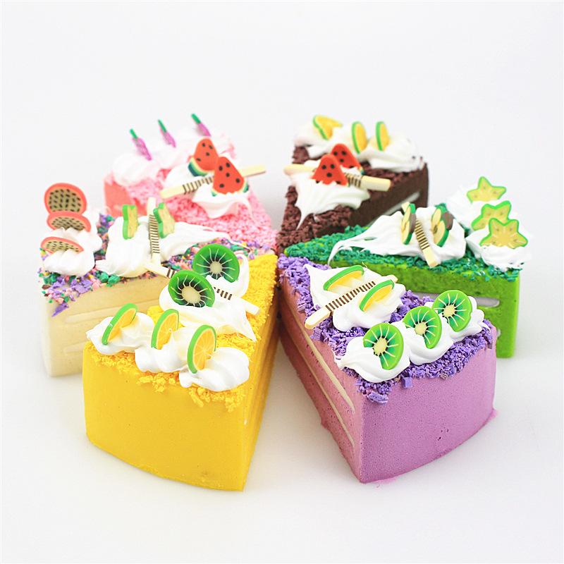 Slow Rebound Pu Simulation Triangle Cream Cake Fruit Food Play Pinch Music Decompression Random Style
