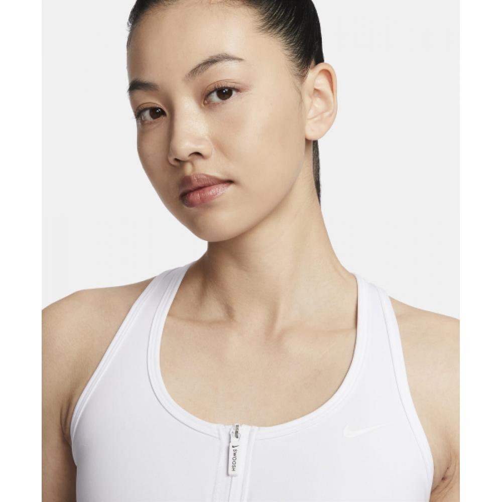 Nike SWoosh přední podložka na zip střední podpora sportovní podprsenka W White Stone Mauve White Fn2732 100