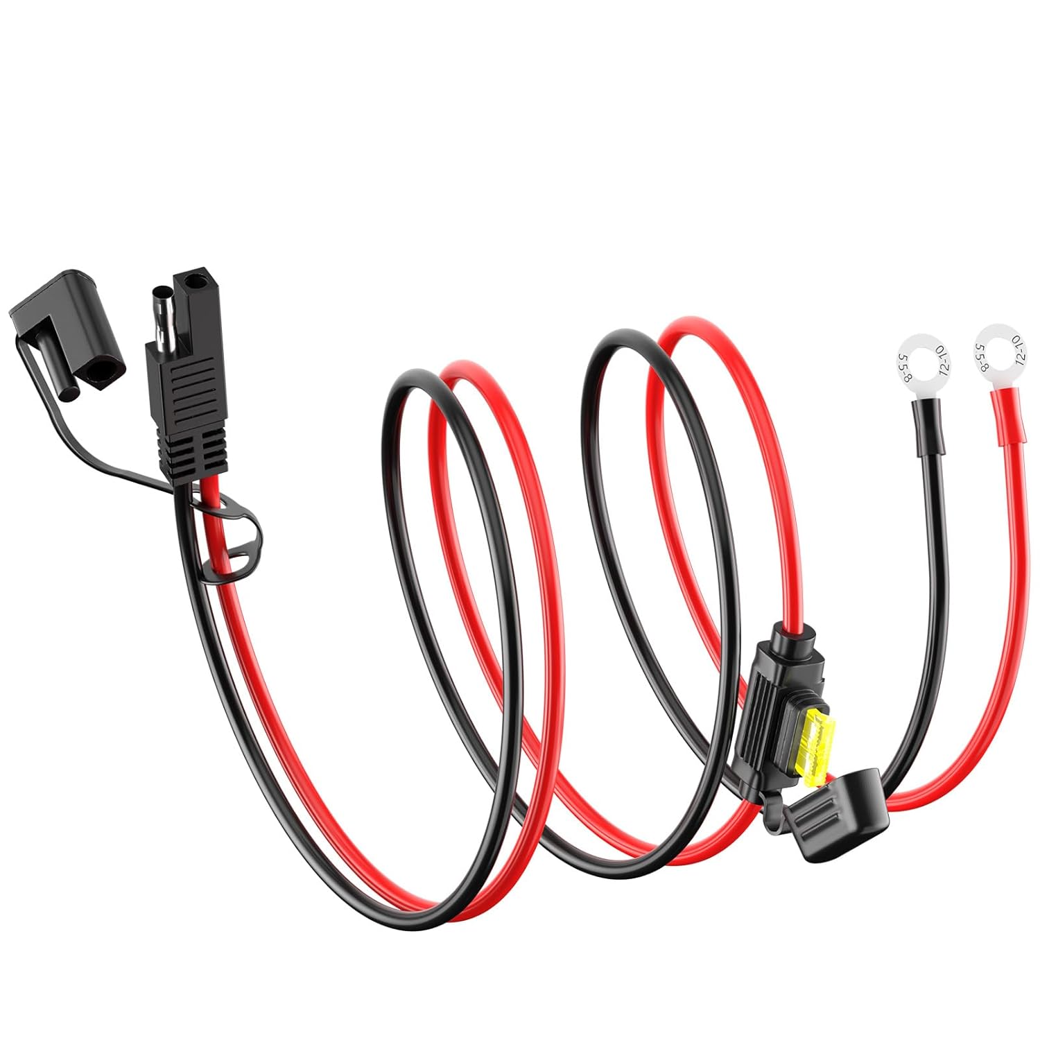 

LEICESTERCN 6FT 12V Ring Terminal SAE to O Ring Connecters Extension Cord Cable Connector for Battery Charger/Maintainer 10AWG-2FT