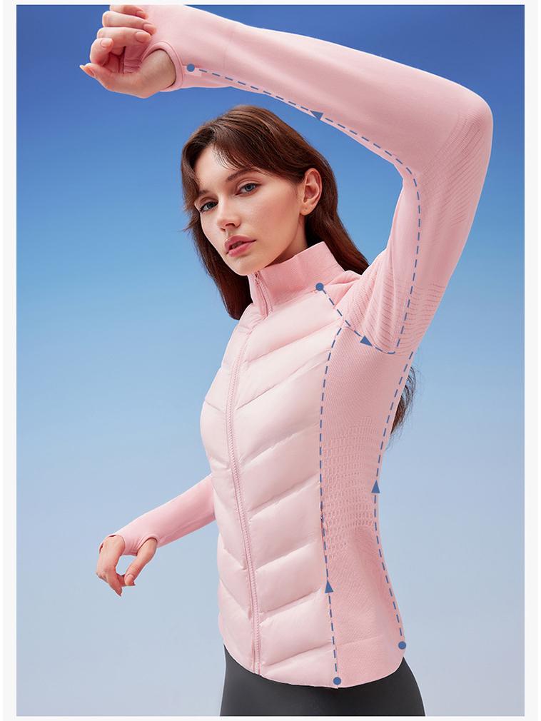 Women's Slim, Lightweight Sports Down Jacket - Body-Fitting, Goose Down Lined, Warm Outerwear for Autumn and Winter Running.