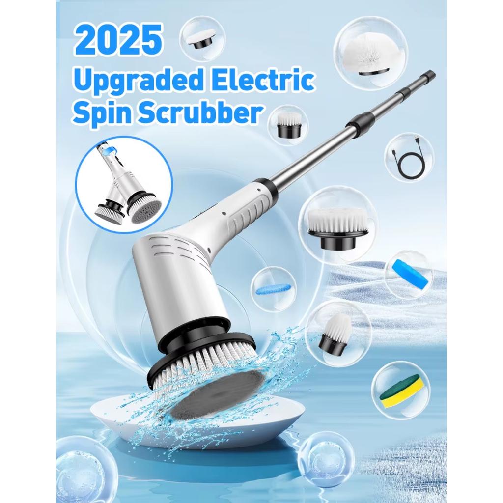 9 in 1 Multifunktionale elektrische Reinigungsbürste, Kabellose rotierende Reinigungsbürste, Tragbarer einziehbarer digitaler Reiniger