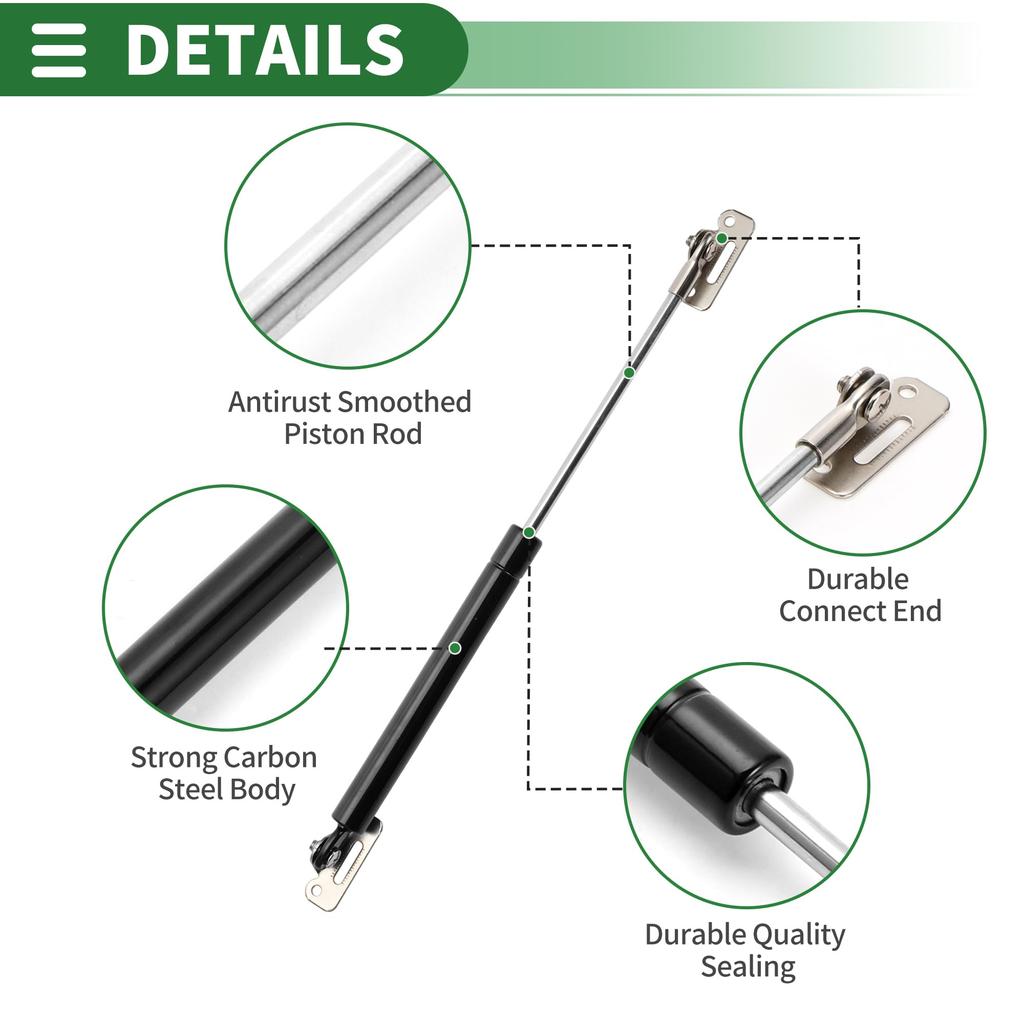 Motoforti Universal Cabinet Cover Lift Support Strut Gas Springs, 12"/285mm, 4lbs/20N/2kg, Black, Set of 2