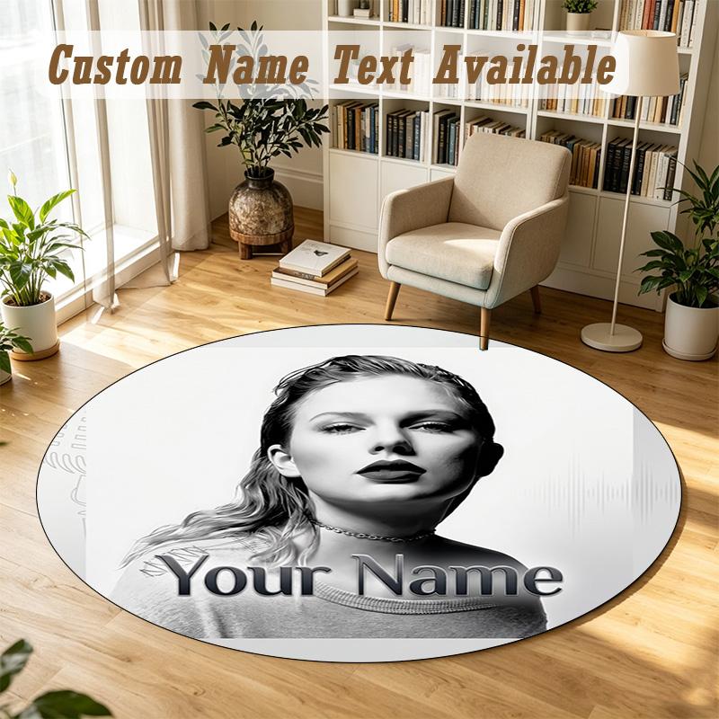 Round Rug Custom NameTaylor Swift Pattern Non Slip Carpet Home Floor Decor