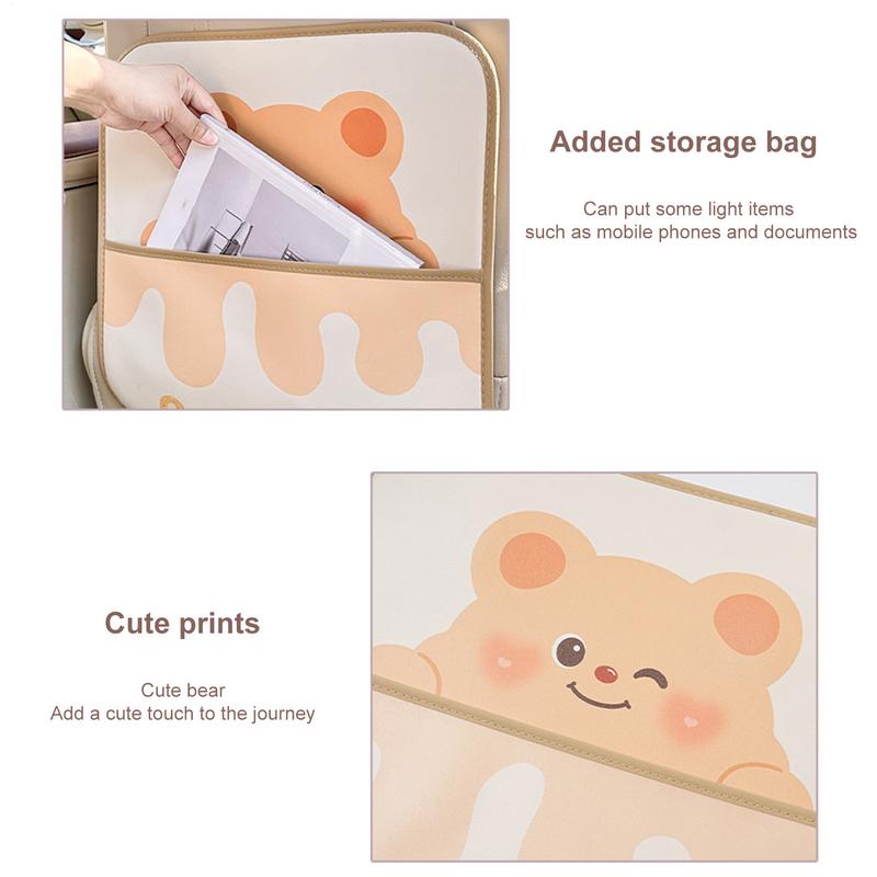 Car Seat Back Protector Kick Mat Leather Cartoon Automotive Anti-Kick Pad PU Leather Car Protector For Backseat Cover For Kids