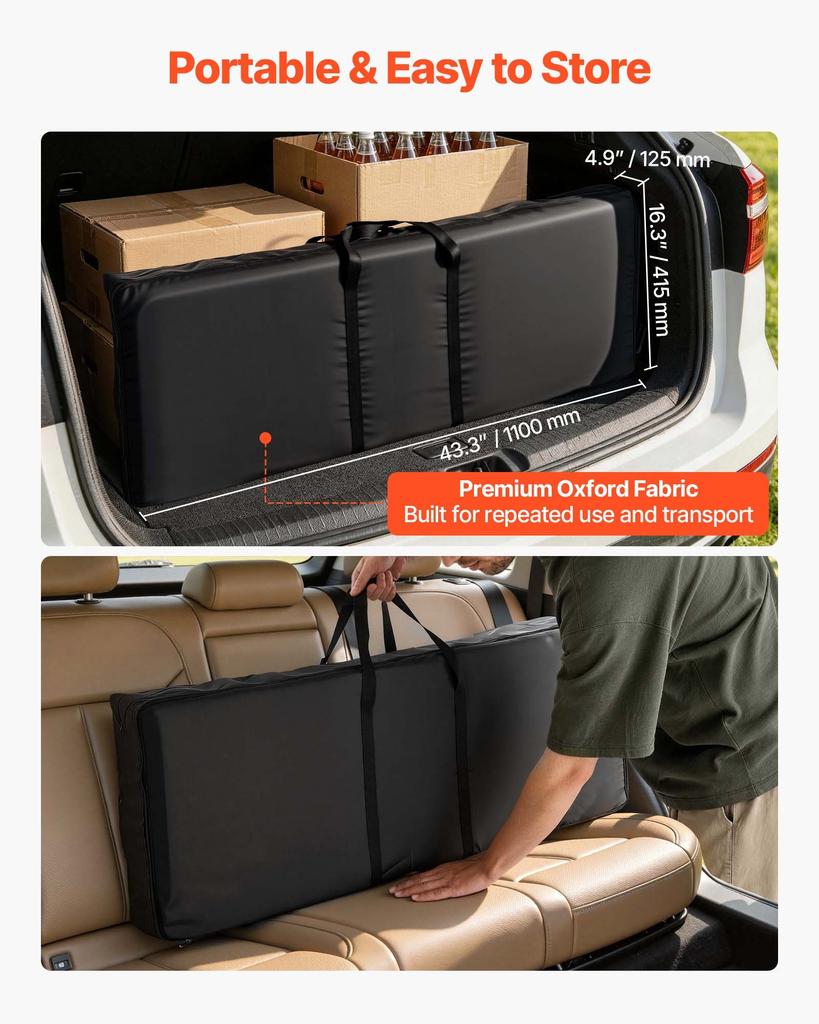 VEVOR Folding Portable Bar Table, 1100 x 385 x 885 mm, with Carry Bag, Storage Shelf, and Detachable Skirt, Quick and Easy Setup