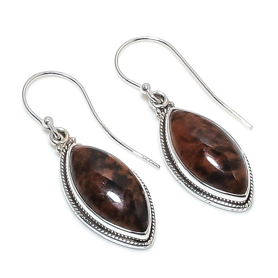 

Natural Mahogany Obsidian Gemstone 925 Solid Sterling Silver Earring 1.50 q4s64