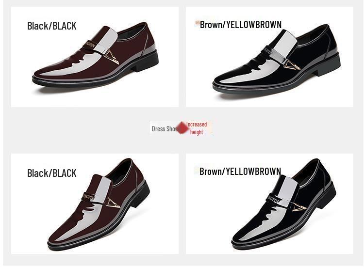 2025 Spring Men's Korean Style Fashion Casual Leather Shoes - Patent Leather Business Shoes