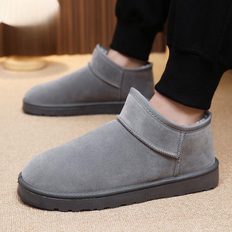 Warme Herren Winter Schneestiefel 2026 Neue Verdickte Fleece gefütterte Einfarbige Einfache Lässige Koreanischer Stil Baumwollschuhe für Kalte Tage