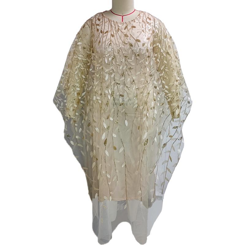 Übergröße Blätter Pailletten Stickerei Zweiteiliger Kaftan Abend Langkleid