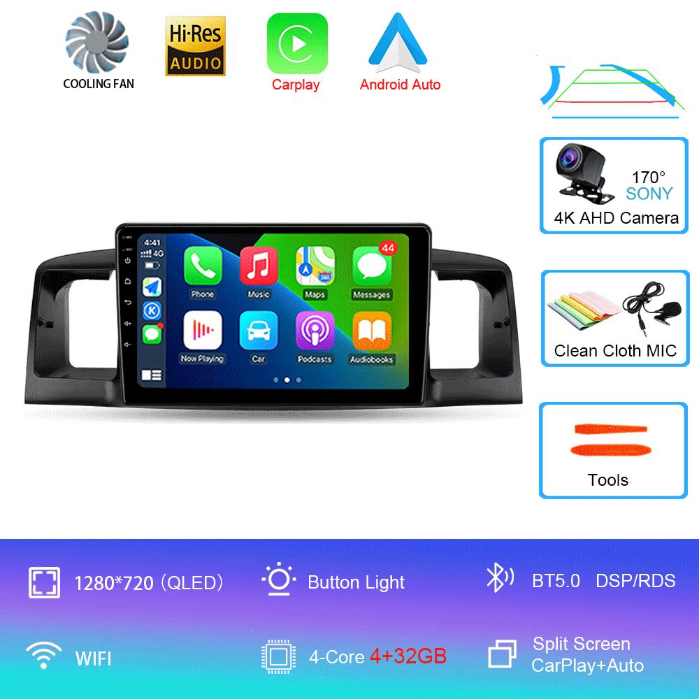 

Автомобильное радио Android 14 для Toyota Corolla E120 BYD F3 2007 - 2011 Навигация Мультимедийный проигрыватель Стерео GPS WiFi+4G DSP Carplay+Auto