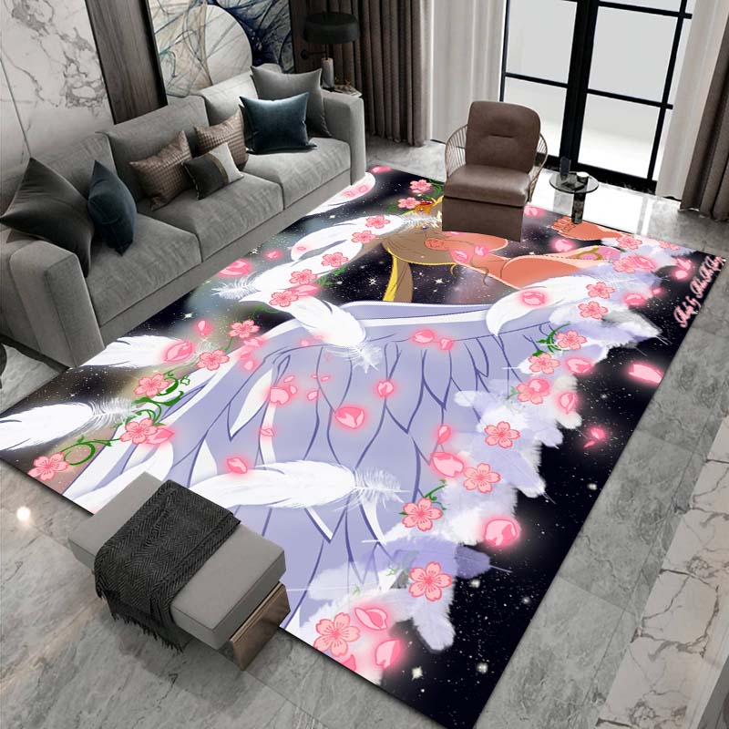 3D printed Sailor Moon pattern rug, large-area non-slip washable rug,, suitable for bedroom home décor.22